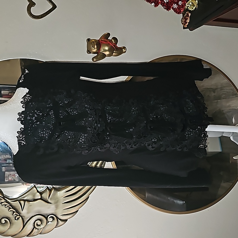 Crochet & bows knit top black long sleeve 🖤